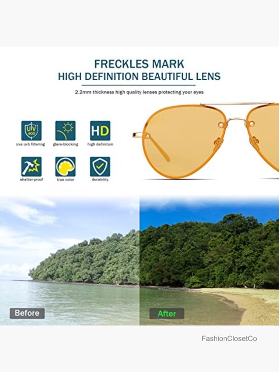 Oversized Aviator Sunglasses Vintage Retro Metal Frame Rimless UV400
